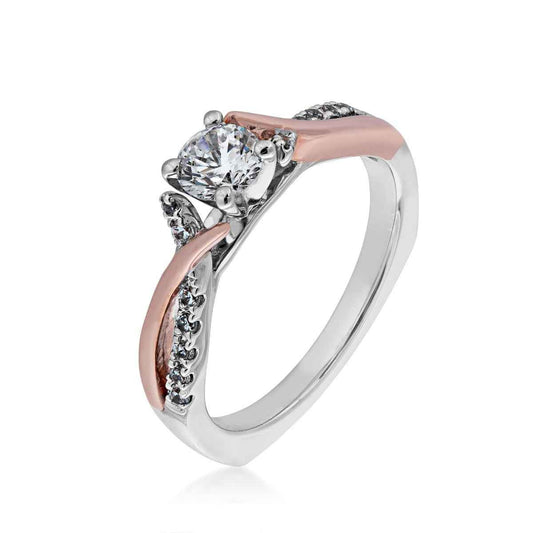 Valina 1/8 ct. tw. Diamond Semi-Mount Engagement Ring with Prong Set Diamond & Gold Band in 14K Two-Tone Gold front view