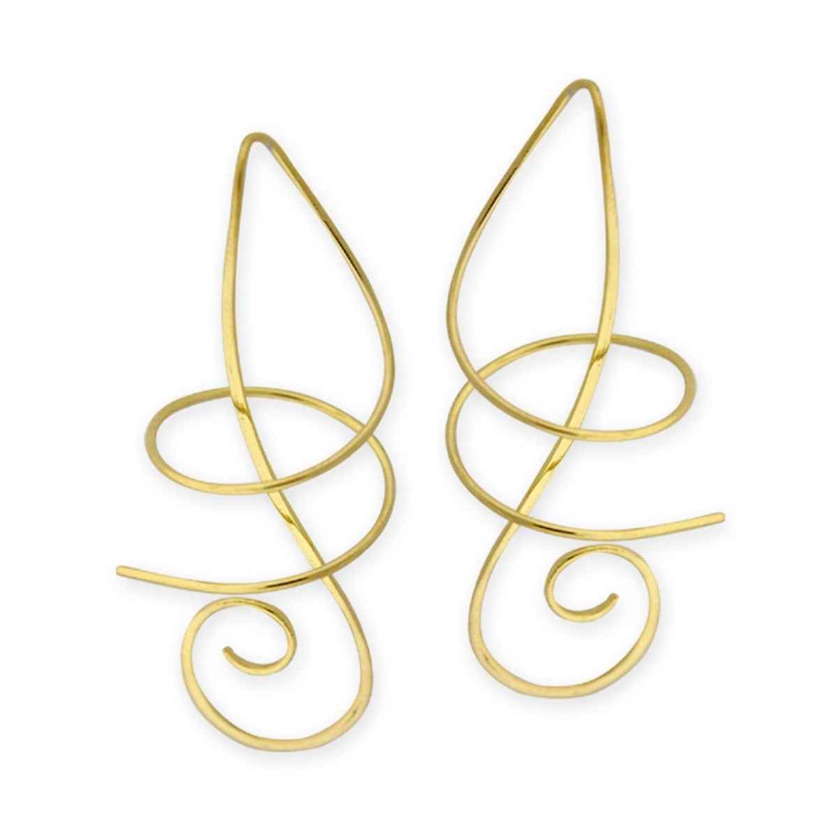 Double Swirl and Spiral Earrings in 10K Yellow Gold