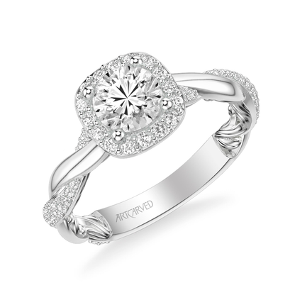 Artcarved Lyric 1/2 ct. tw. Diamond Semi-Mount Engagement Ring in 14K White Gold