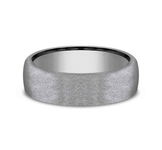 Benchmark Men's 6.5mm Wedding Band with Swirled Textured Finish in Tantalum