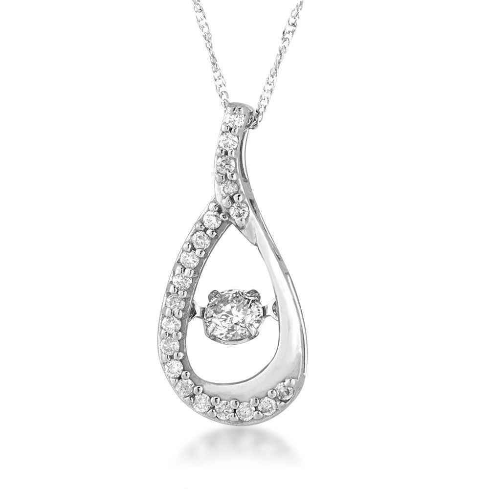 1/3 ct. tw. Round Twinkling Diamond Pear Shaped Sliding Pendant in 10KWhite Gold