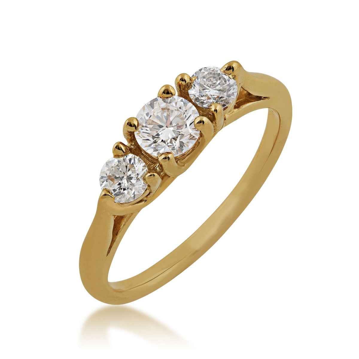 3/4 ct. tw. Round Brilliant Diamond 3-Stone Anniversary Ring in 14K Yellow Gold front view