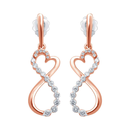 1/4 ct. tw. Round Diamond Infinity Heart Dangle Fashion Earrings in 10K Pink Gold