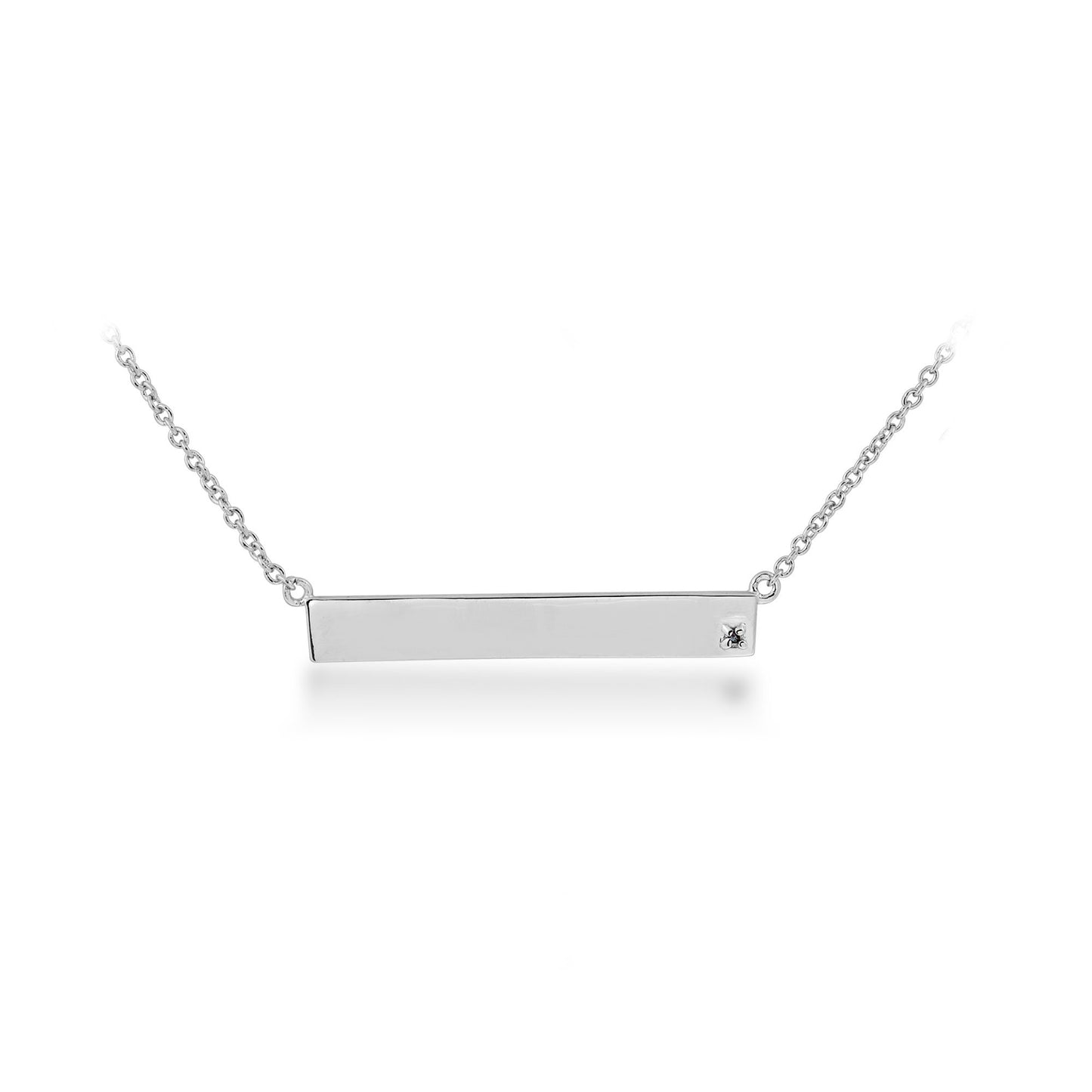 .005 ct. tw. Engravable Diamond Bar Necklace in Sterling Silver