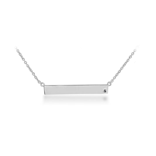 .005 ct. tw. Engravable Diamond Bar Necklace in Sterling Silver