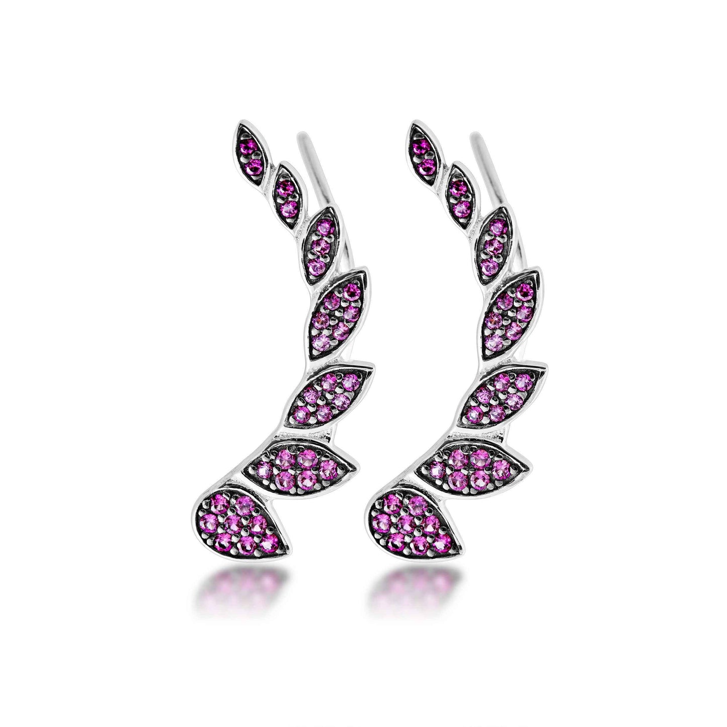 Created Round Ruby Journey Ear Crawlers in Sterling Silver
