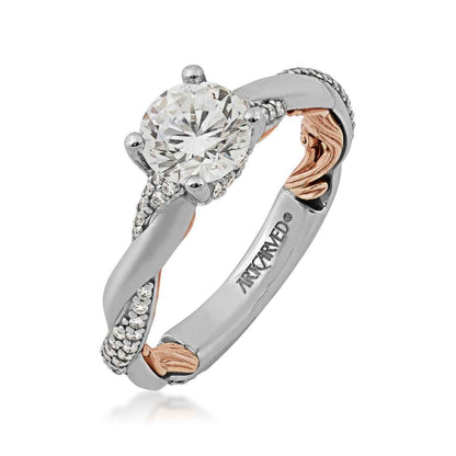 Artcarved Lyric 1/4 ct. tw. Diamond Semi-Mount Engagement Ring with Twisted Band and Inside Filigree Design in 14K front view