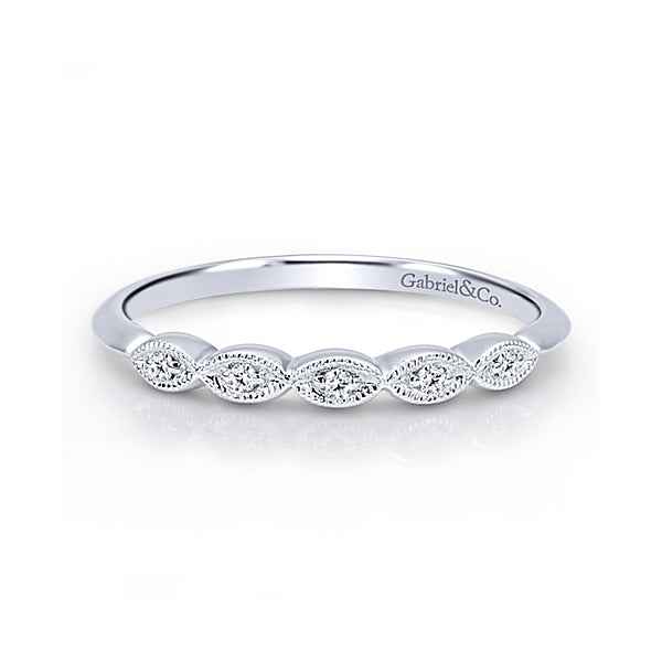 Gabriel & Co. .04 ct. Vintage-Inspired Stackable Wedding Band in 14K White Gold