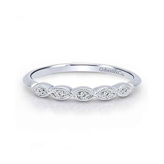 Gabriel & Co. .04 ct. Vintage-Inspired Stackable Wedding Band in 14K White Gold