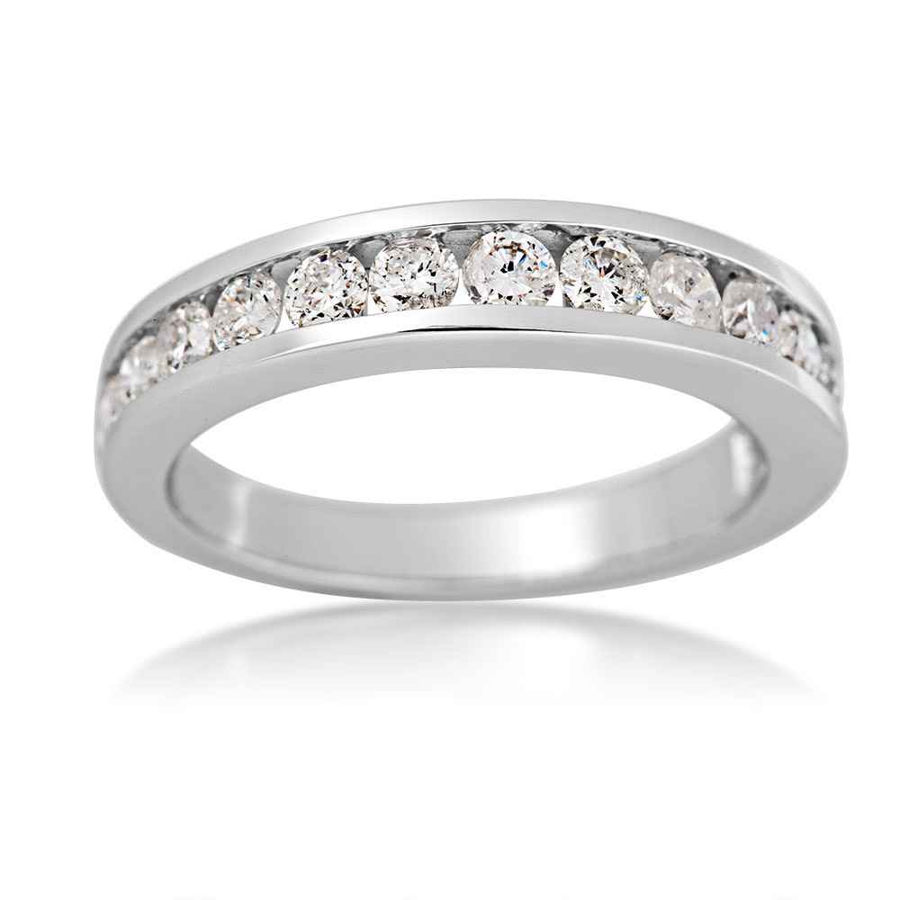 1 ct. tw. Round Diamond Channel Set Anniversary Ring in 10K White Gold