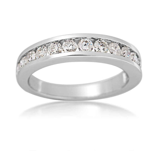 1 ct. tw. Round Diamond Channel Set Anniversary Ring in 10K White Gold