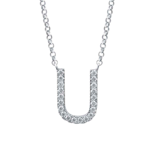 1/10 ct. tw. Diamond Letter U 10mm Pendant in 10K White Gold -- U