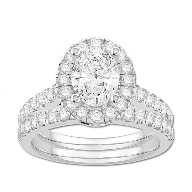 Amaura 2-1/2ct. tw. wedding set with a 1-1/2ct. Oval center diamond in 14K white gold