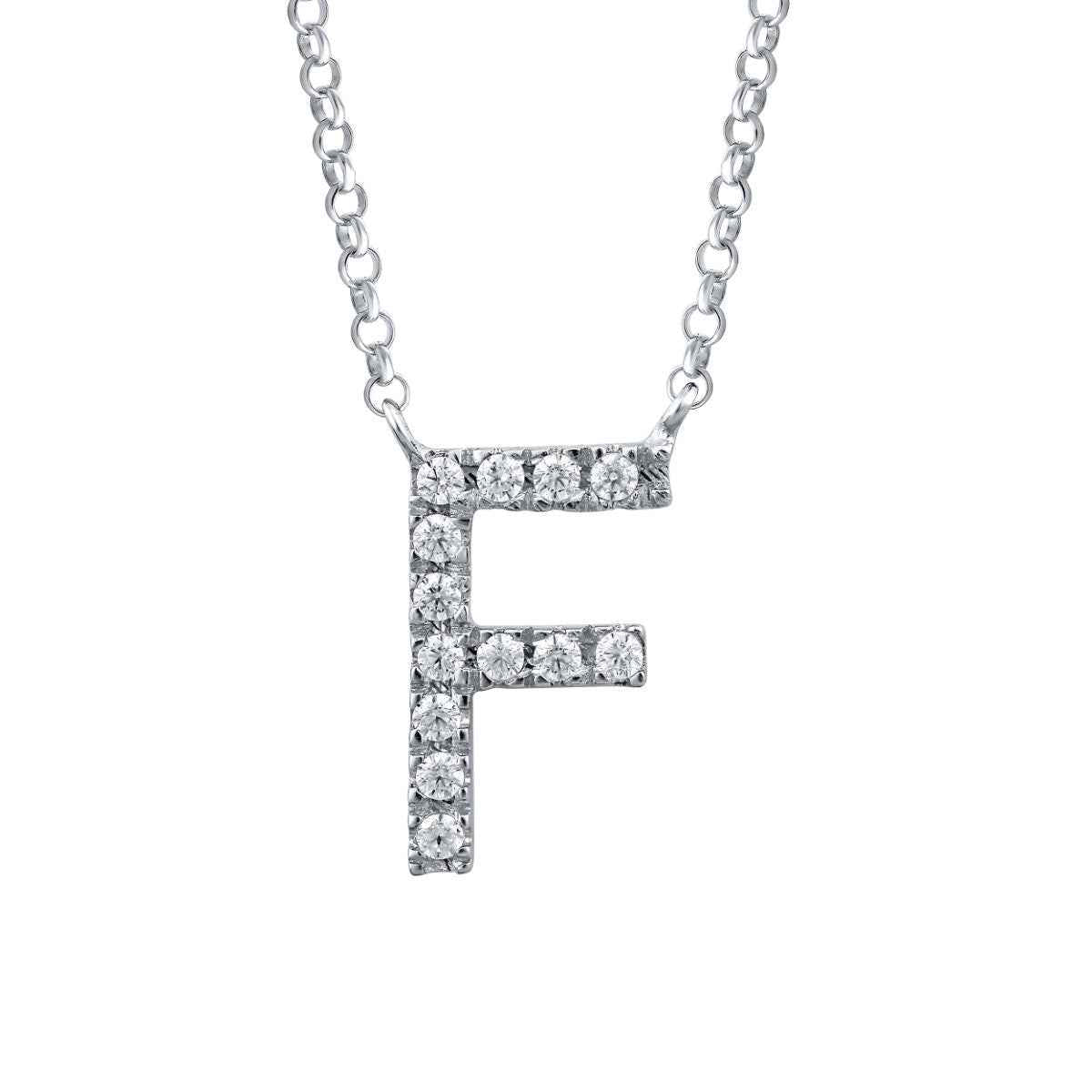 1/10 ct. tw. Diamond Letter F 10mm Pendant in 10K White Gold