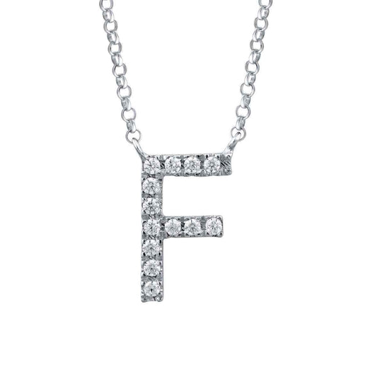 1/10 ct. tw. Diamond Letter F 10mm Pendant in 10K White Gold
