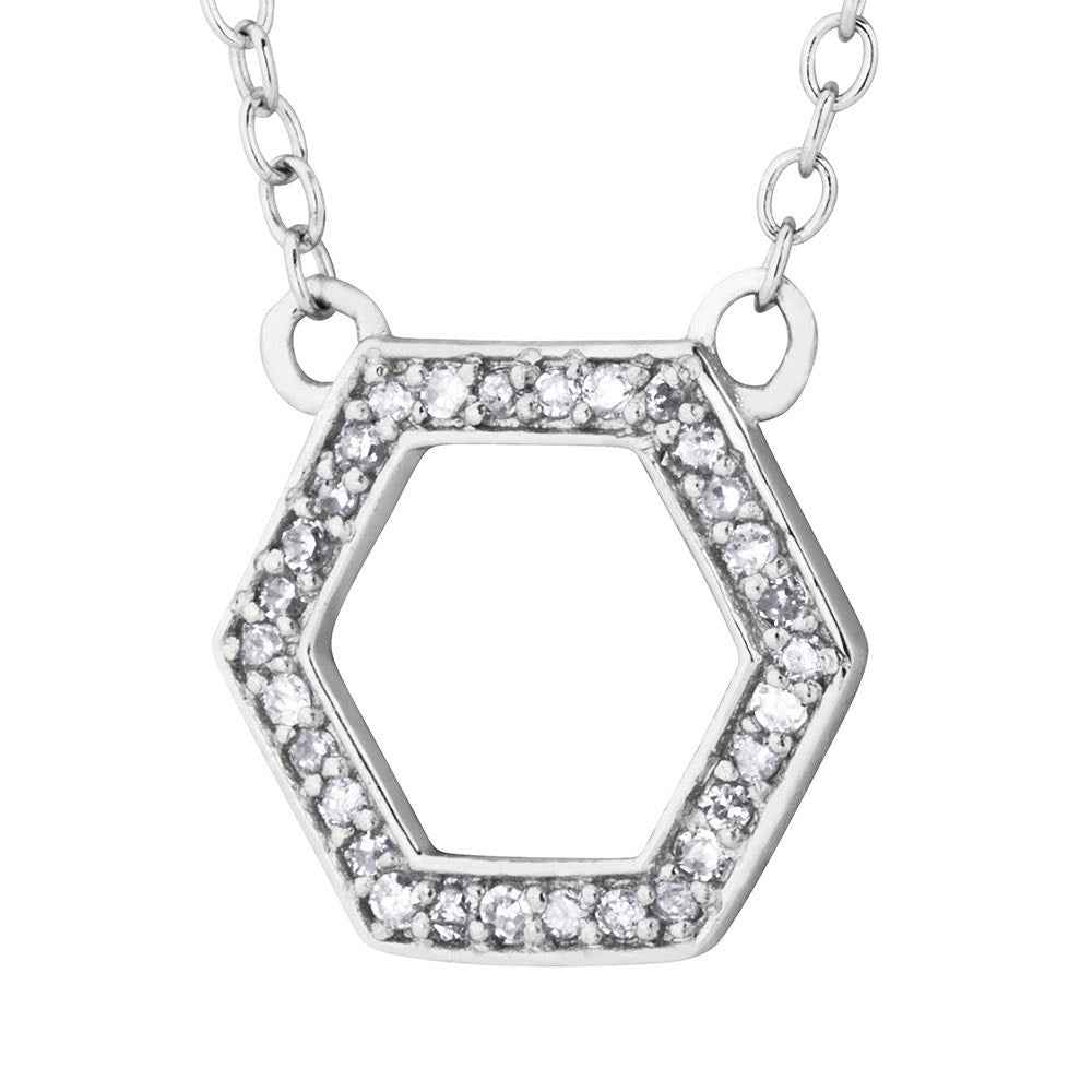 1/10 Ct. Tw. Hexagon Designed Necklace in Sterling Silver