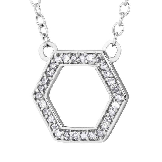 1/10 Ct. Tw. Hexagon Designed Necklace in Sterling Silver