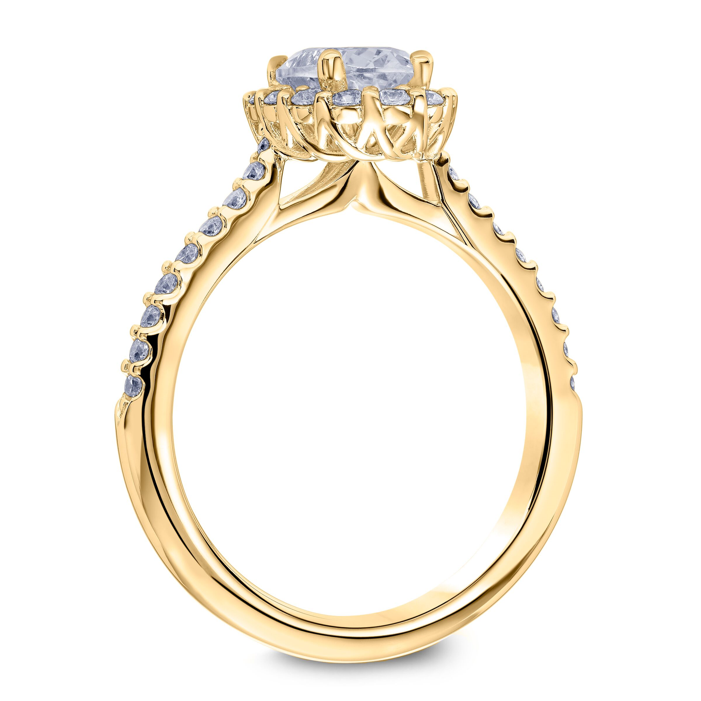 Scott Kay Luminaire 1/2 ct. tw. Diamond Halo Semi-Mount Engagement Ring in 14K Yellow Gold close-up detail