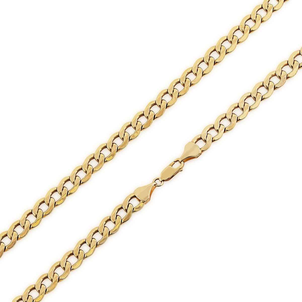 8.8mm 22-inch Hollow Curb Chain Necklace in 10K Yellow Gold front view