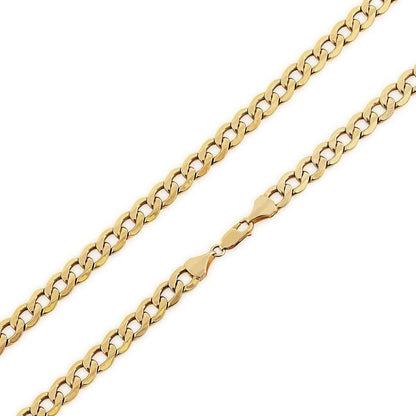 8.8mm 22-inch Hollow Curb Chain Necklace in 10K Yellow Gold front view