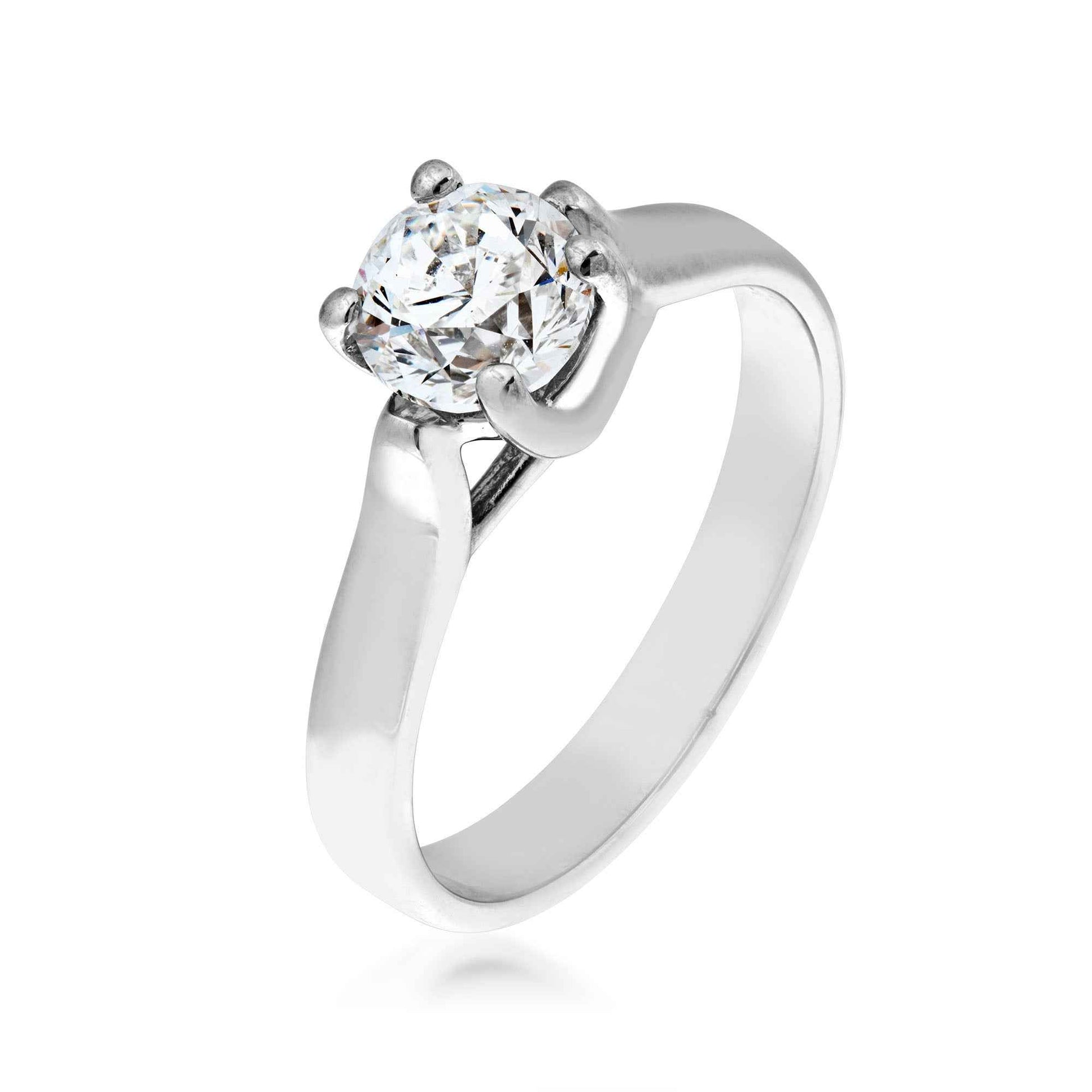 1 ct. tw. Round Brilliant Diamond Solitaire in 14K White Gold front view