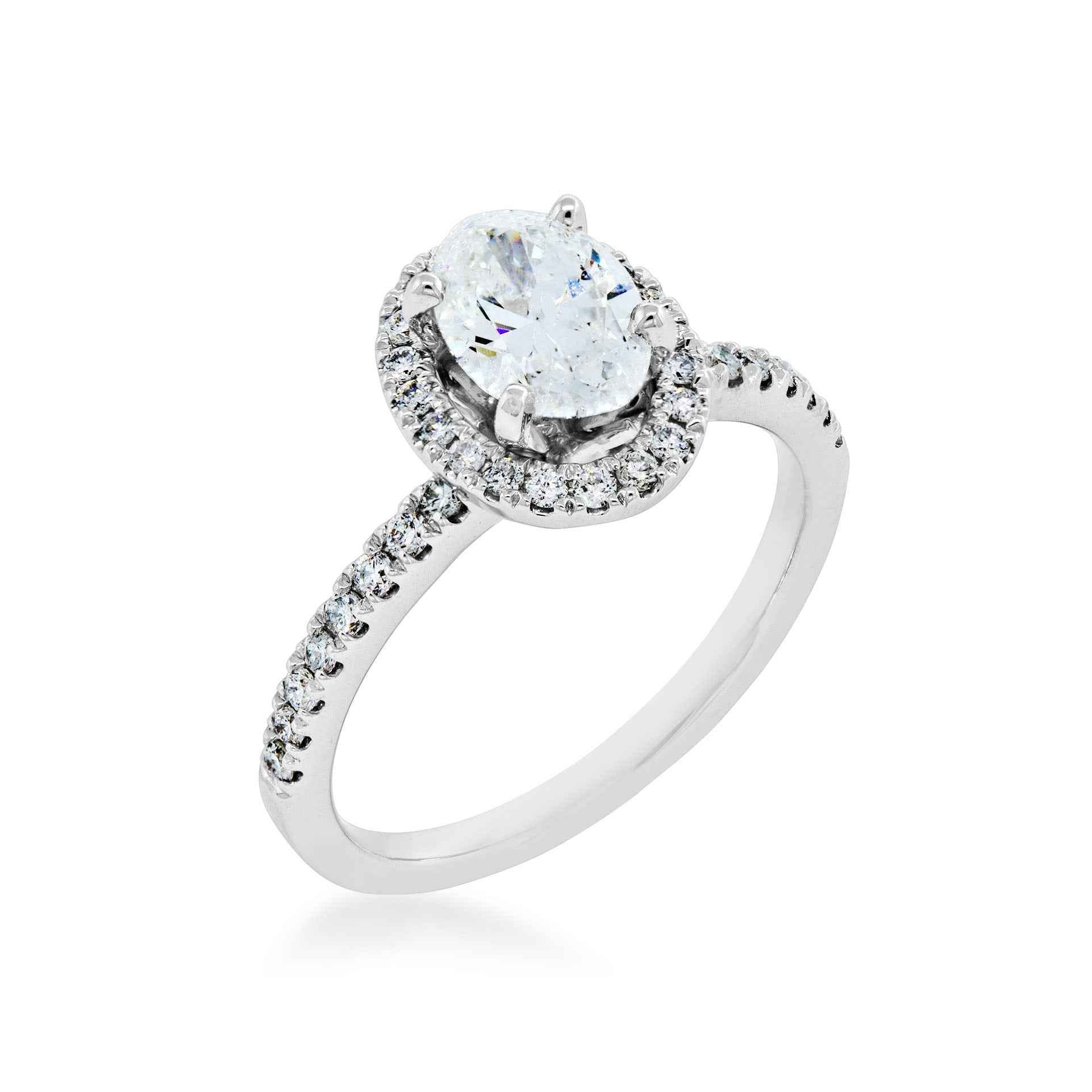 Natural 1-3/8 ct. tw. Oval Diamond Engagement Ring in 14K White Gold front view