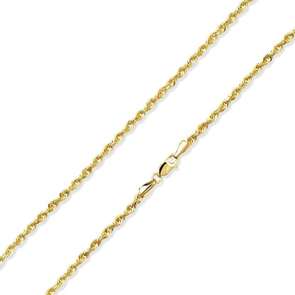 3.6mm 24-inch Solid Diamond Cut Rope Chain in 10K Yellow Gold front view