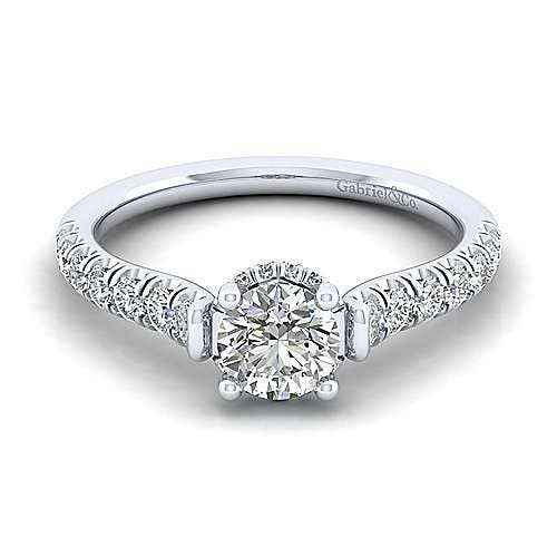 Gabriel & Co. .48 ct. Round Semi-Mount Engagement Ring with Drop Halo Design in 14K White Gold