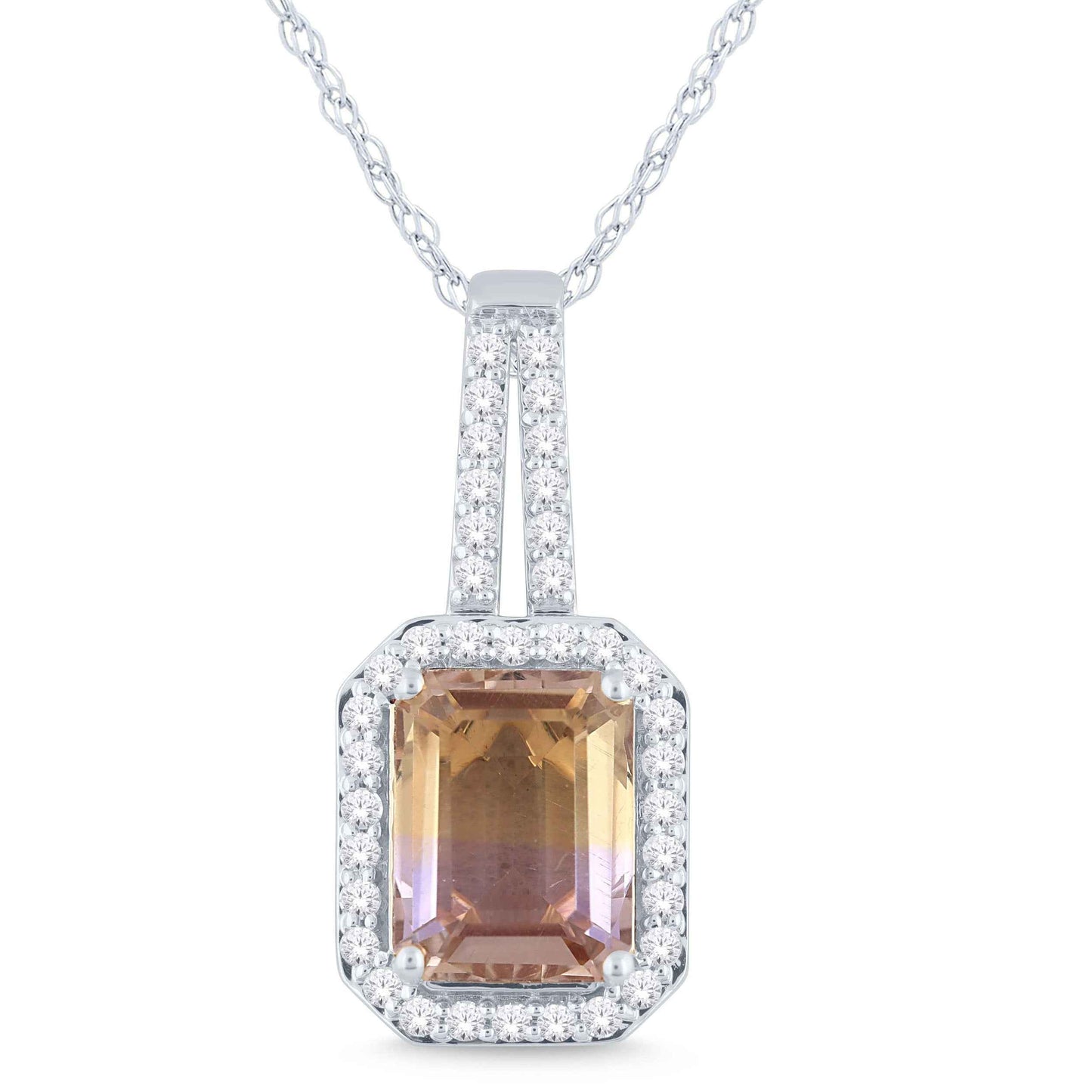 Ametrine and 1/5 ct. tw. Diamond Fashion Pendant in 10K White Gold