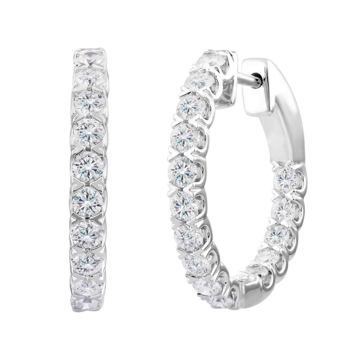 Adamante 1-1/2 ct. tw. Round Brilliant Lab-Grown Diamond Hoop Earrings in 14K White Gold