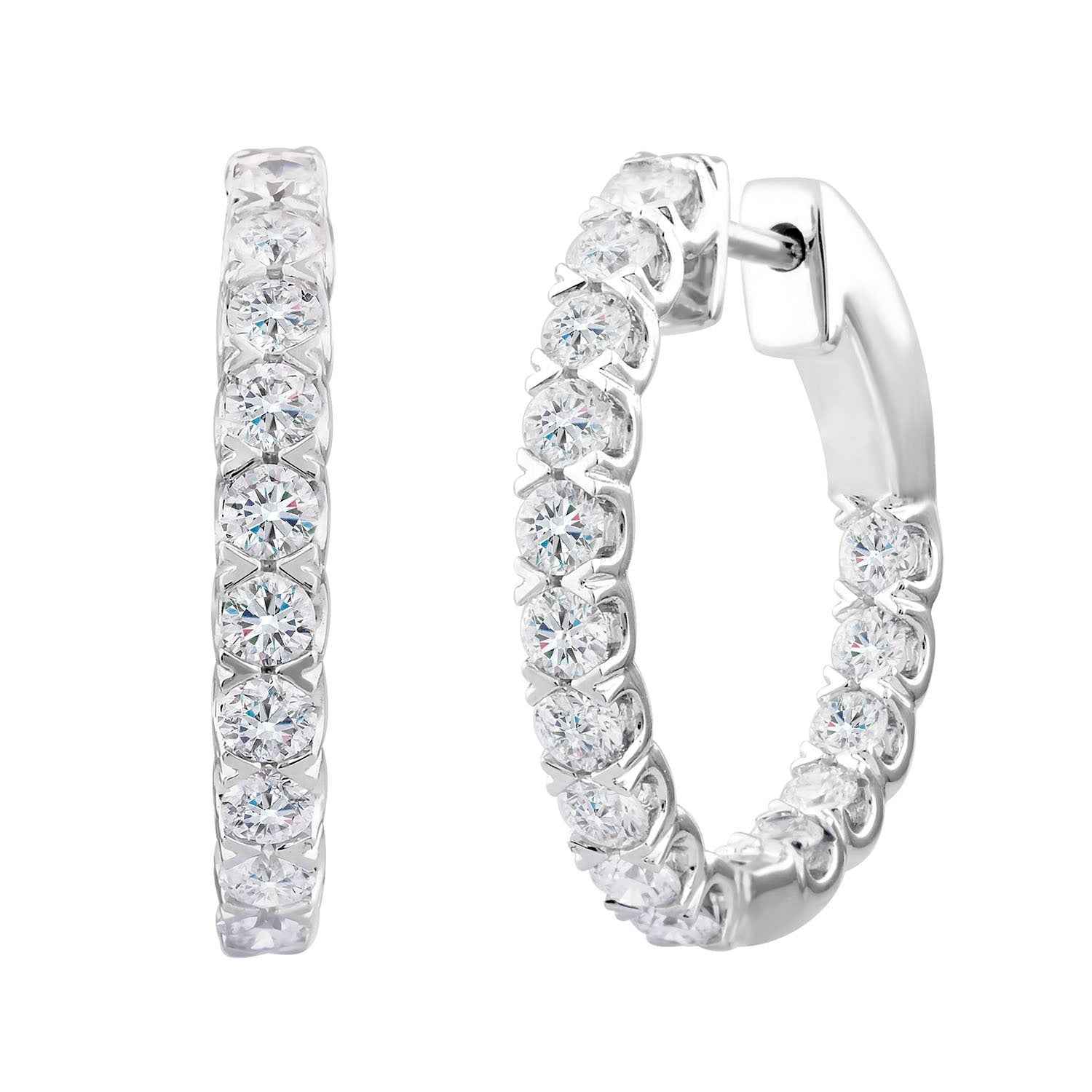 Adamante 1-1/2 ct. tw. Round Brilliant Lab-Grown Diamond Hoop Earrings in 14K White Gold