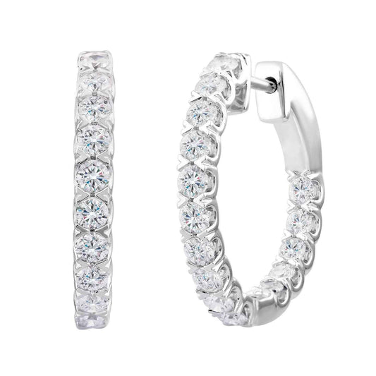 Adamante 1-1/2 ct. tw. Round Brilliant Lab-Grown Diamond Hoop Earrings in 14K White Gold