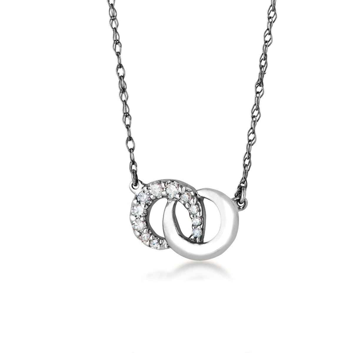 .06 ct. tw. Double Circle Diamond Pendant in 10K White Gold