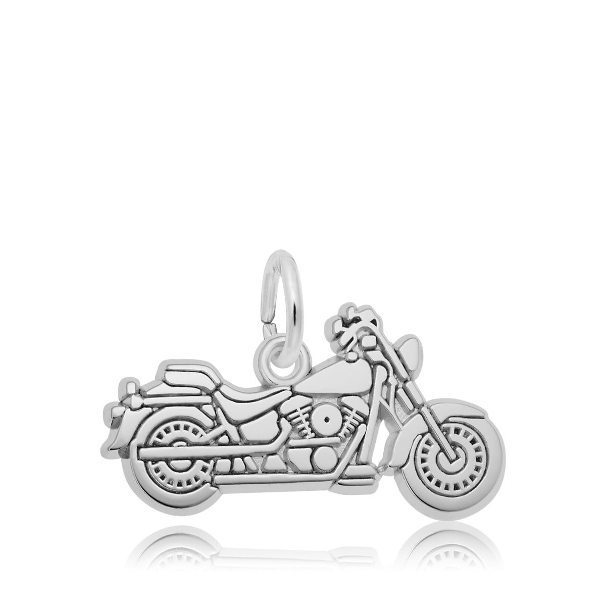 Flat Motorcycle Charm in Sterling Silver