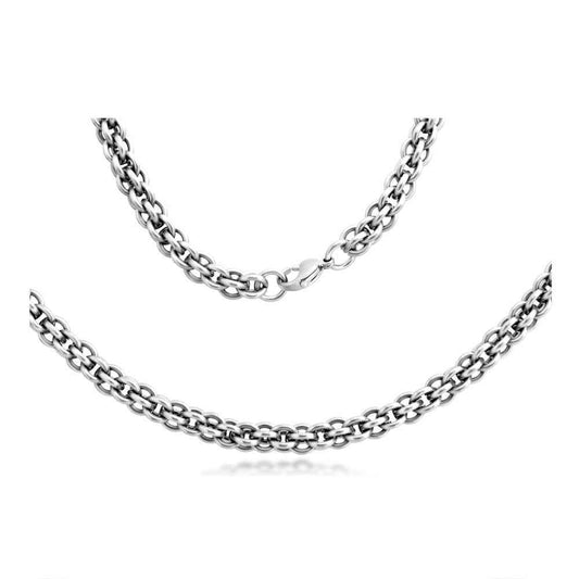 Mens Frosted Stainless Steel Link Chain