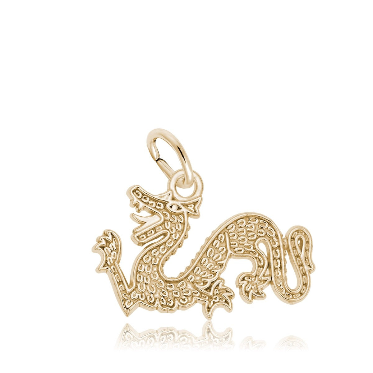 Flat Chinese Dragon Charm in 14K Yellow Gold