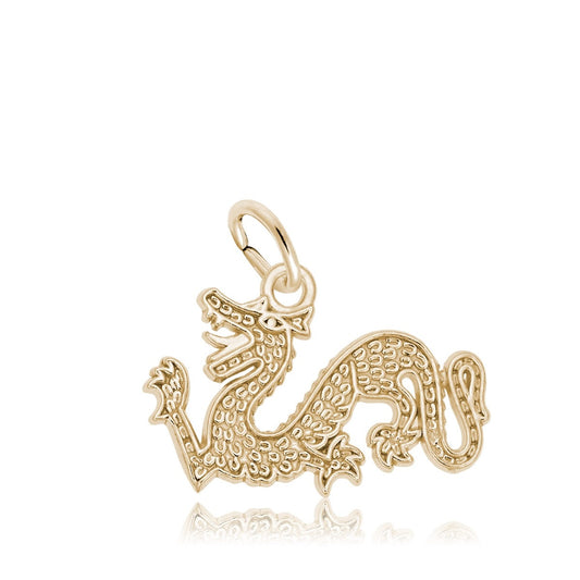 Flat Chinese Dragon Charm in 14K Yellow Gold