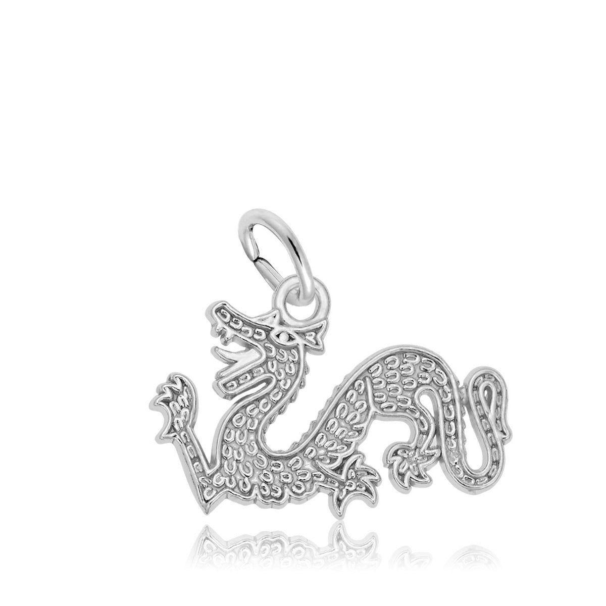 Flat Chinese Dragon Charm in Sterling Silver