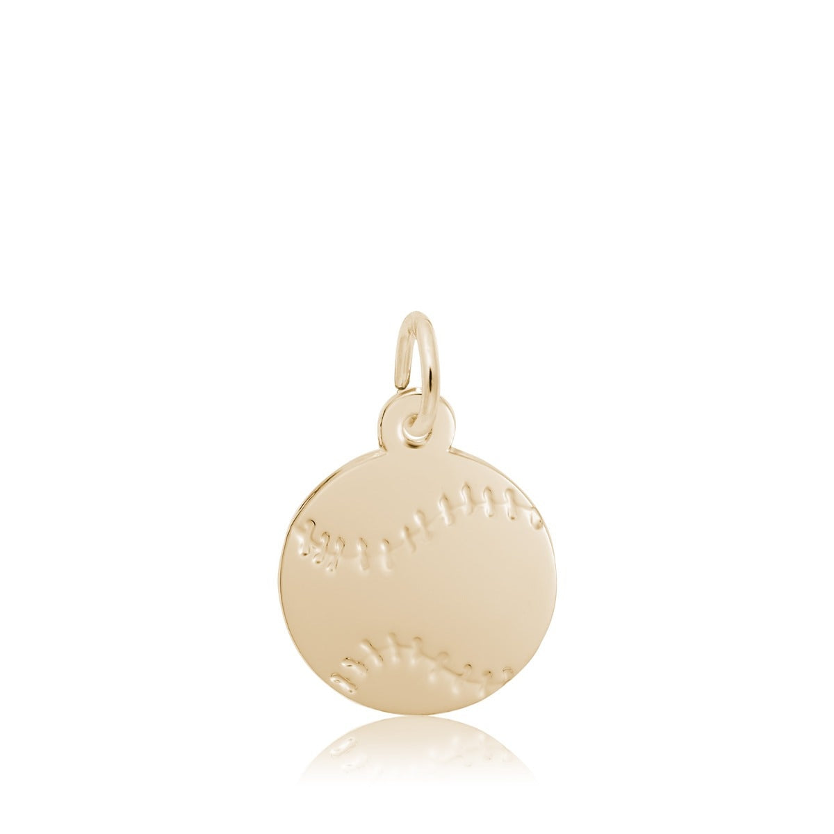 Flat Baseball Charm in 14K Yellow Gold