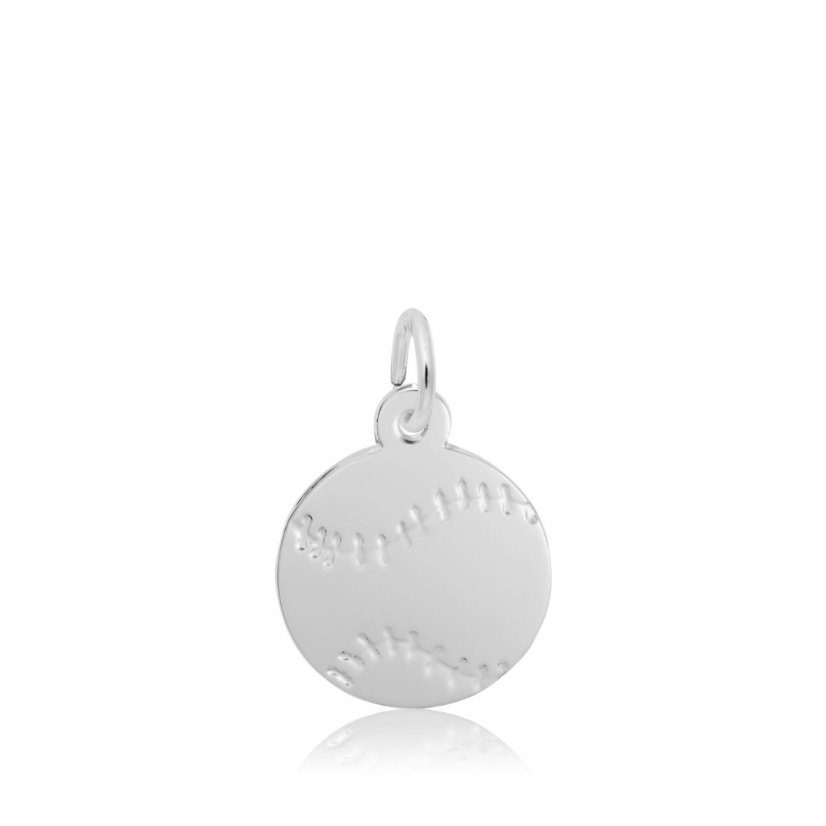 Flat Baseball Charm in Sterling Silver