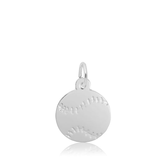 Flat Baseball Charm in Sterling Silver