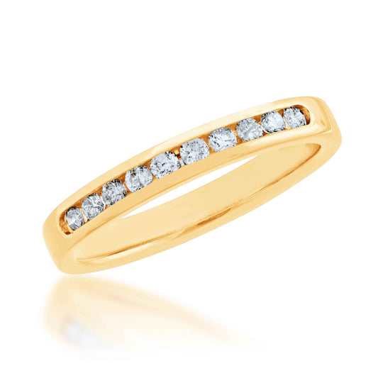 1/4 ct. tw. Diamond Machine Channel Set Anniversary Band in 10K Yellow Gold front view