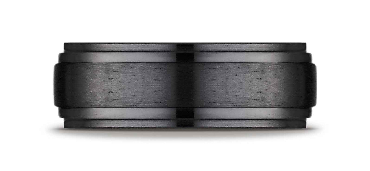 BENCHMARK Mens 8MM Brush Black Titanium Wedding Band