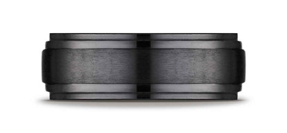 BENCHMARK Mens 8MM Brush Black Titanium Wedding Band