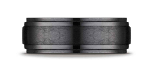BENCHMARK Mens 8MM Brush Black Titanium Wedding Band