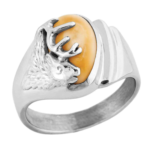 Ladies' Elk Ivory Ring in Sterling Silver - Saratoga