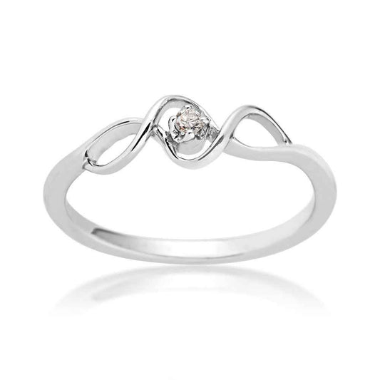I Promise .035 ct. tw. Round Diamond Solitaire Promise Ring with Twist Accented Band in Sterling Silver