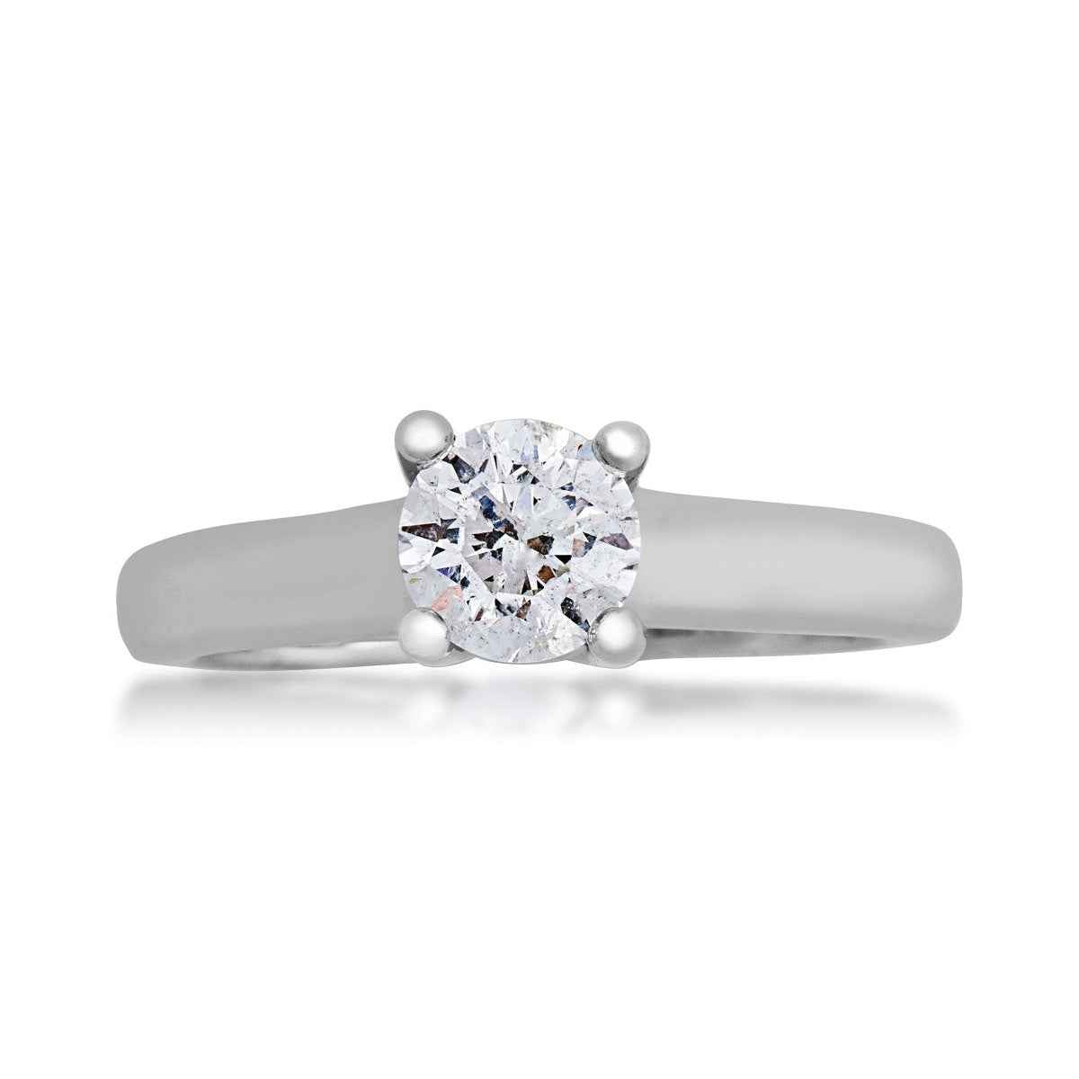 Noventa 1 ct. tw. Round Diamond Solitaire Engagement Ring in 14K White Gold front view
