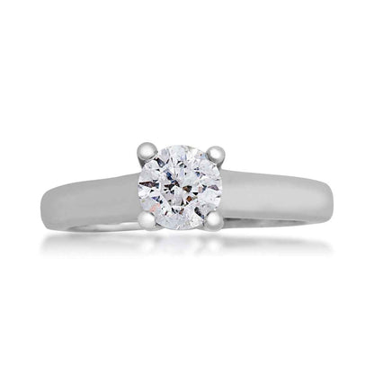 Noventa 1 ct. tw. Round Diamond Solitaire Engagement Ring in 14K White Gold front view