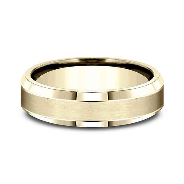 Benchmark Men's 6MM Beveled Edge Wedding Band with Satin Center in 10K Yellow Gold